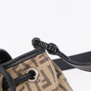 FENDI Zucchino Canvas Mamma Baguette Shoulder Bag Beige Silver Auth 211148V-15