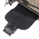 FENDI Zucchino Canvas Mamma Baguette Shoulder Bag Beige Silver Auth 211148V-17
