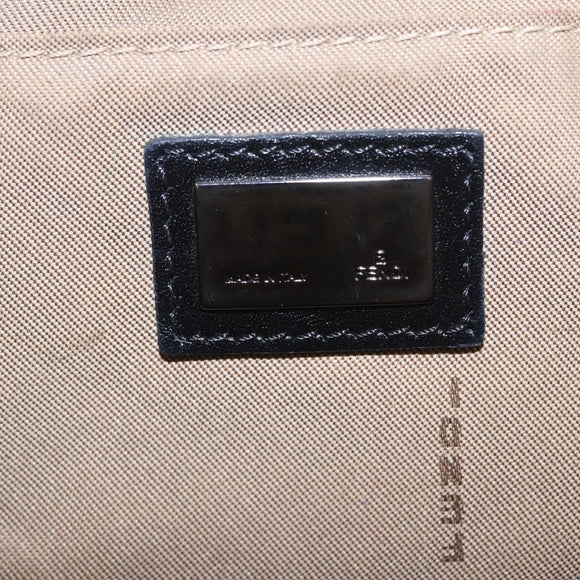 FENDI Zucchino Canvas Mamma Baguette Shoulder Bag Beige Silver Auth 211148V
