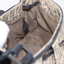 FENDI Zucchino Canvas Mamma Baguette Shoulder Bag Beige Silver Auth 211148V-24