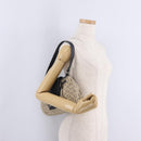 FENDI Zucchino Canvas Mamma Baguette Shoulder Bag Beige Silver Auth 211148V-29