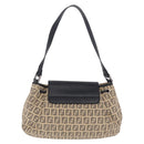 FENDI Zucchino Canvas Mamma Baguette Shoulder Bag Beige Silver Auth 211148V-3