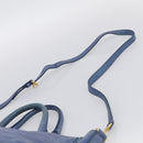 PRADA Hand Bag Leather 2way Blue Gold Auth 211151A-10