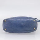 PRADA Hand Bag Leather 2way Blue Gold Auth 211151A-11