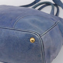 PRADA Hand Bag Leather 2way Blue Gold Auth 211151A-12