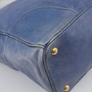 PRADA Hand Bag Leather 2way Blue Gold Auth 211151A-13