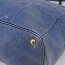PRADA Hand Bag Leather 2way Blue Gold Auth 211151A-14