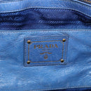 PRADA Hand Bag Leather 2way Blue Gold Auth 211151A-18