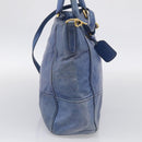 PRADA Hand Bag Leather 2way Blue Gold Auth 211151A-4