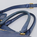 PRADA Hand Bag Leather 2way Blue Gold Auth 211151A-8