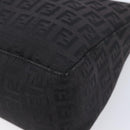 FENDI Zucchino Canvas Shoulder Bag Black Silver Auth 211153A-10