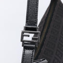 FENDI Zucchino Canvas Shoulder Bag Black Silver Auth 211153A-14