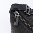 FENDI Zucchino Canvas Shoulder Bag Black Silver Auth 211153A-15