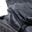 FENDI Zucchino Canvas Shoulder Bag Black Silver Auth 211153A-21