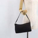 FENDI Zucchino Canvas Shoulder Bag Black Silver Auth 211153A-22