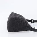 FENDI Zucchino Canvas Shoulder Bag Black Silver Auth 211153A-4