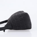 FENDI Zucchino Canvas Shoulder Bag Black Silver Auth 211153A-5