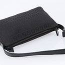 FENDI Zucchino Canvas Shoulder Bag Black Silver Auth 211153A-6