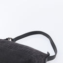 FENDI Zucchino Canvas Shoulder Bag Black Silver Auth 211153A-8