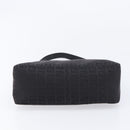 FENDI Zucchino Canvas Shoulder Bag Black Silver Auth 211153A-9