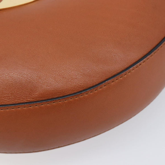 LOEWE Joyce Small Chain Shoulder Bag Leather Brown Gold Auth 211154V