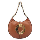 LOEWE Joyce Small Chain Shoulder Bag Leather Brown Gold Auth 211154V-2