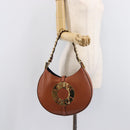 LOEWE Joyce Small Chain Shoulder Bag Leather Brown Gold Auth 211154V-25