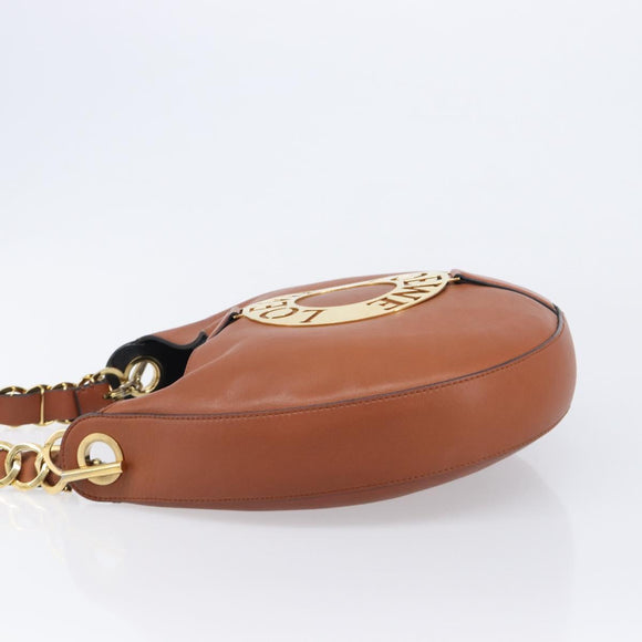 LOEWE Joyce Small Chain Shoulder Bag Leather Brown Gold Auth 211154V