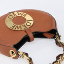 LOEWE Joyce Small Chain Shoulder Bag Leather Brown Gold Auth 211154V-6