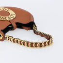 LOEWE Joyce Small Chain Shoulder Bag Leather Brown Gold Auth 211154V-7