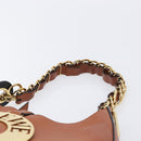 LOEWE Joyce Small Chain Shoulder Bag Leather Brown Gold Auth 211154V-8