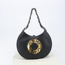 LOEWE Joyce Small Chain Shoulder Bag Leather Black Silver Auth 211155M-24