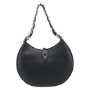 LOEWE Joyce Small Chain Shoulder Bag Leather Black Silver Auth 211155M-3
