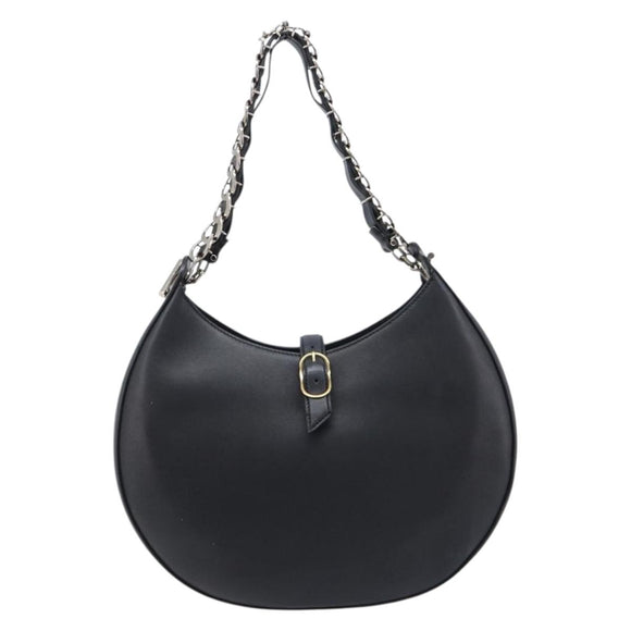 LOEWE Joyce Small Chain Shoulder Bag Leather Black Silver Auth 211155M