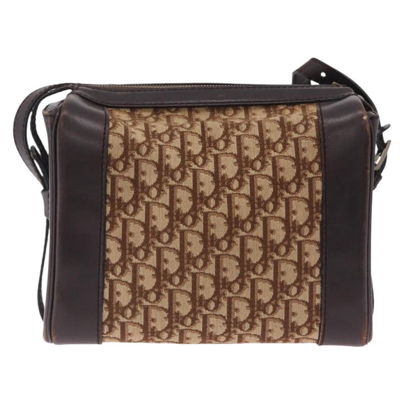 Christian Dior Trotter Canvas Shoulder Bag Beige Gold Auth 211168