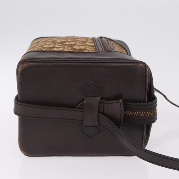 Christian Dior Trotter Canvas Shoulder Bag Beige Gold Auth 211168