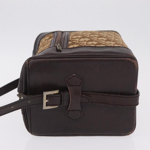 Christian Dior Trotter Canvas Shoulder Bag Beige Gold Auth 211168