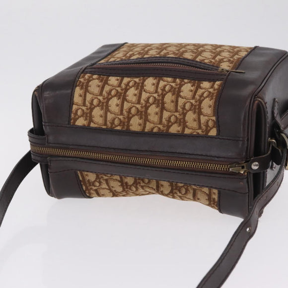 Christian Dior Trotter Canvas Shoulder Bag Beige Gold Auth 211168