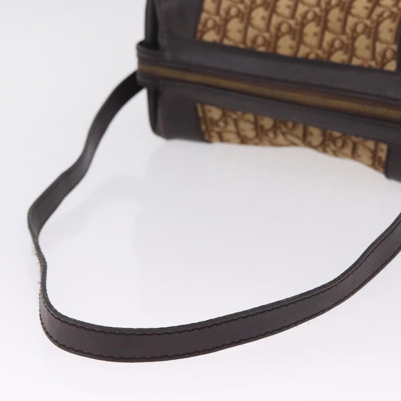 Christian Dior Trotter Canvas Shoulder Bag Beige Gold Auth 211168
