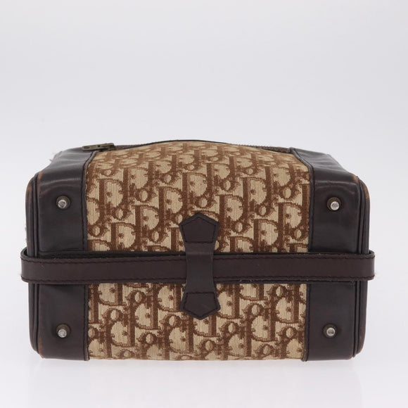Christian Dior Trotter Canvas Shoulder Bag Beige Gold Auth 211168