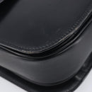 CELINE Circle Hand Bag Leather Black Gold Auth 211169-12