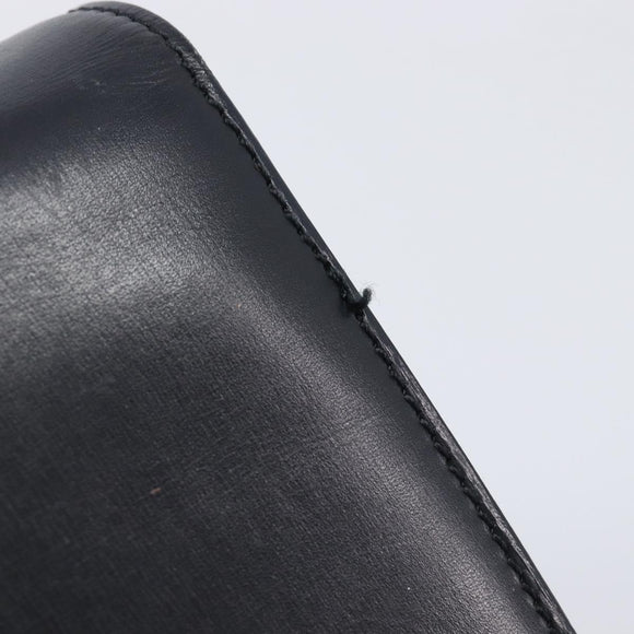 CELINE Circle Hand Bag Leather Black Gold Auth 211169