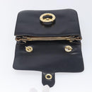 CELINE Circle Hand Bag Leather Black Gold Auth 211169-18