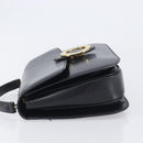 CELINE Circle Hand Bag Leather Black Gold Auth 211169-5