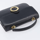 CELINE Circle Hand Bag Leather Black Gold Auth 211169-6