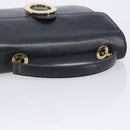 CELINE Circle Hand Bag Leather Black Gold Auth 211169-7