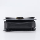 CELINE Circle Hand Bag Leather Black Gold Auth 211169-9
