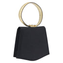 Salvatore Ferragamo Hand Bag Satin Black Gold Auth 211170A-1