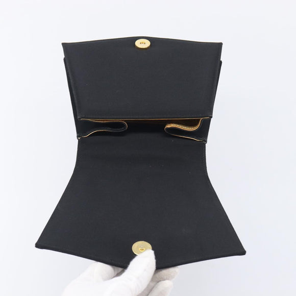 Salvatore Ferragamo Hand Bag Satin Black Gold Auth 211170A