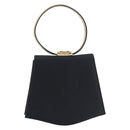 Salvatore Ferragamo Hand Bag Satin Black Gold Auth 211170A-2